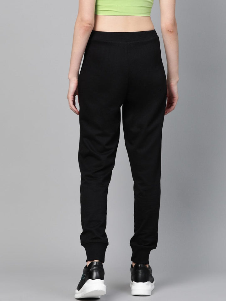 Women's Black Terry Contarst Drawstring Jogger - SASSAFRAS