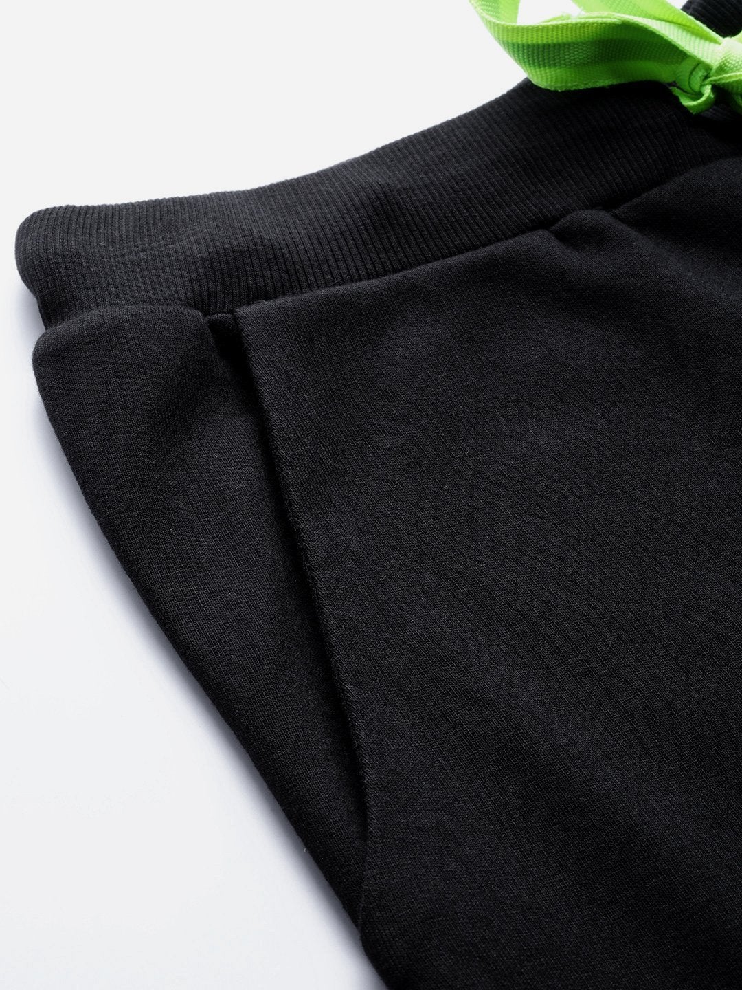 Women's Black Terry Contarst Drawstring Jogger - SASSAFRAS