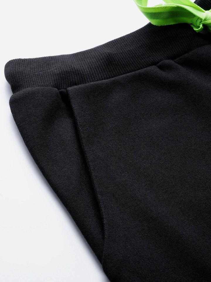 Women's Black Terry Contarst Drawstring Jogger - SASSAFRAS