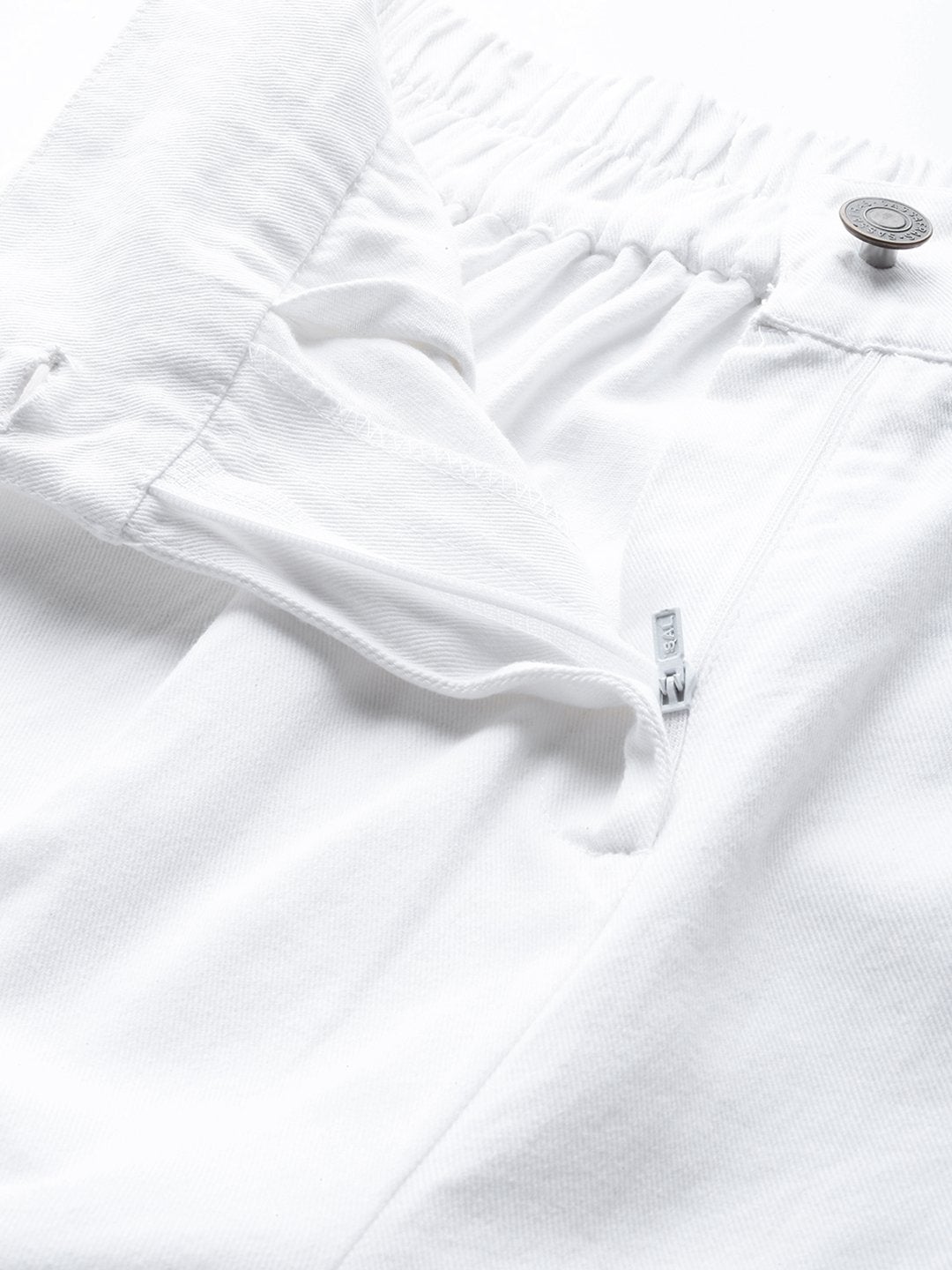 Women's White Twill Wide Leg Pants - SASSAFRAS