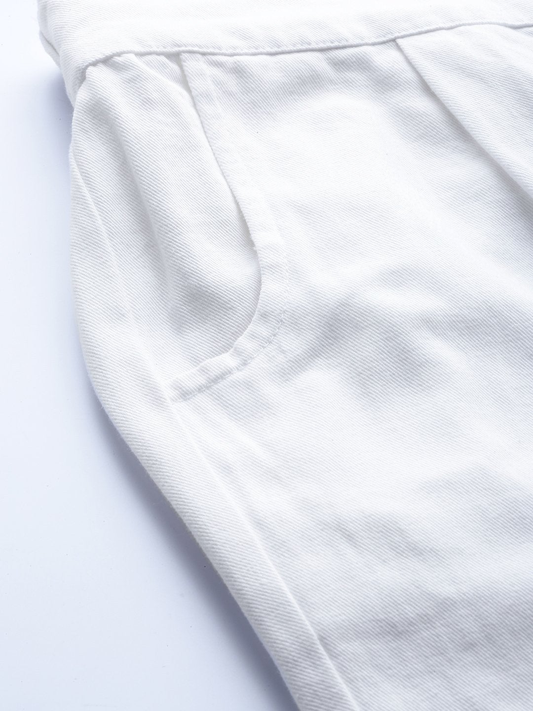 Women's White Twill Wide Leg Pants - SASSAFRAS