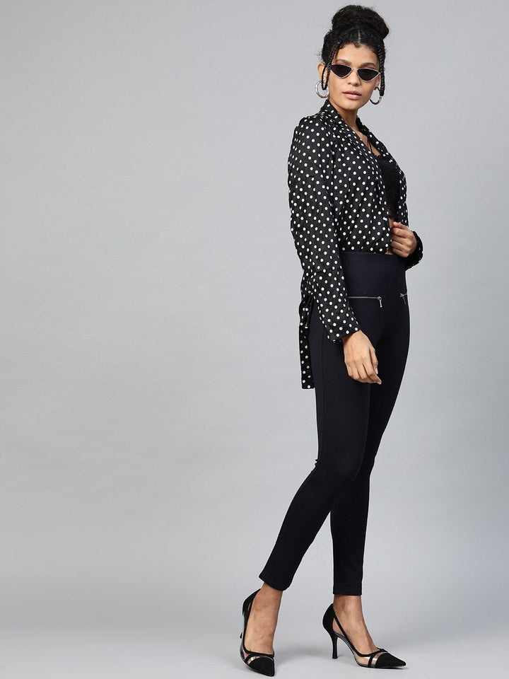 Women's Navy Pocket Chain Detail Jeggings - SASSAFRAS