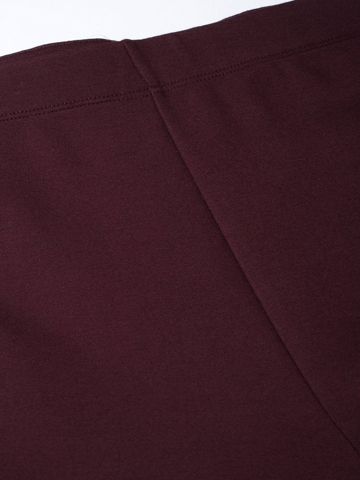 Women's Burgundy Side Tape Jeggings - SASSAFRAS