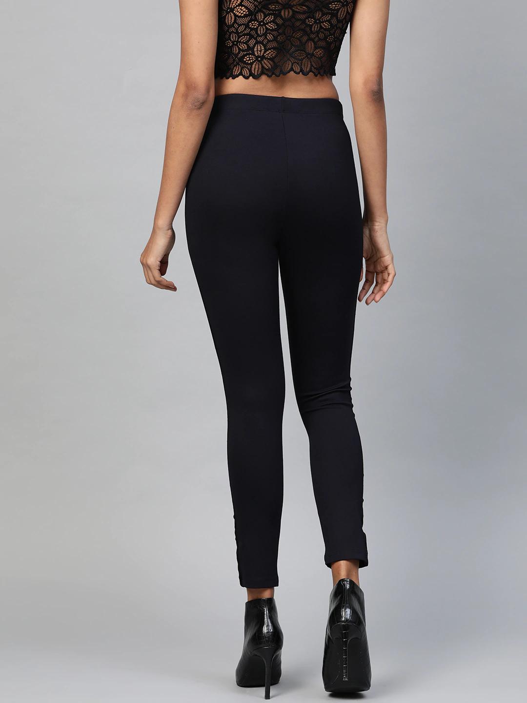 Women's Navy Side Tape Jeggings - SASSAFRAS