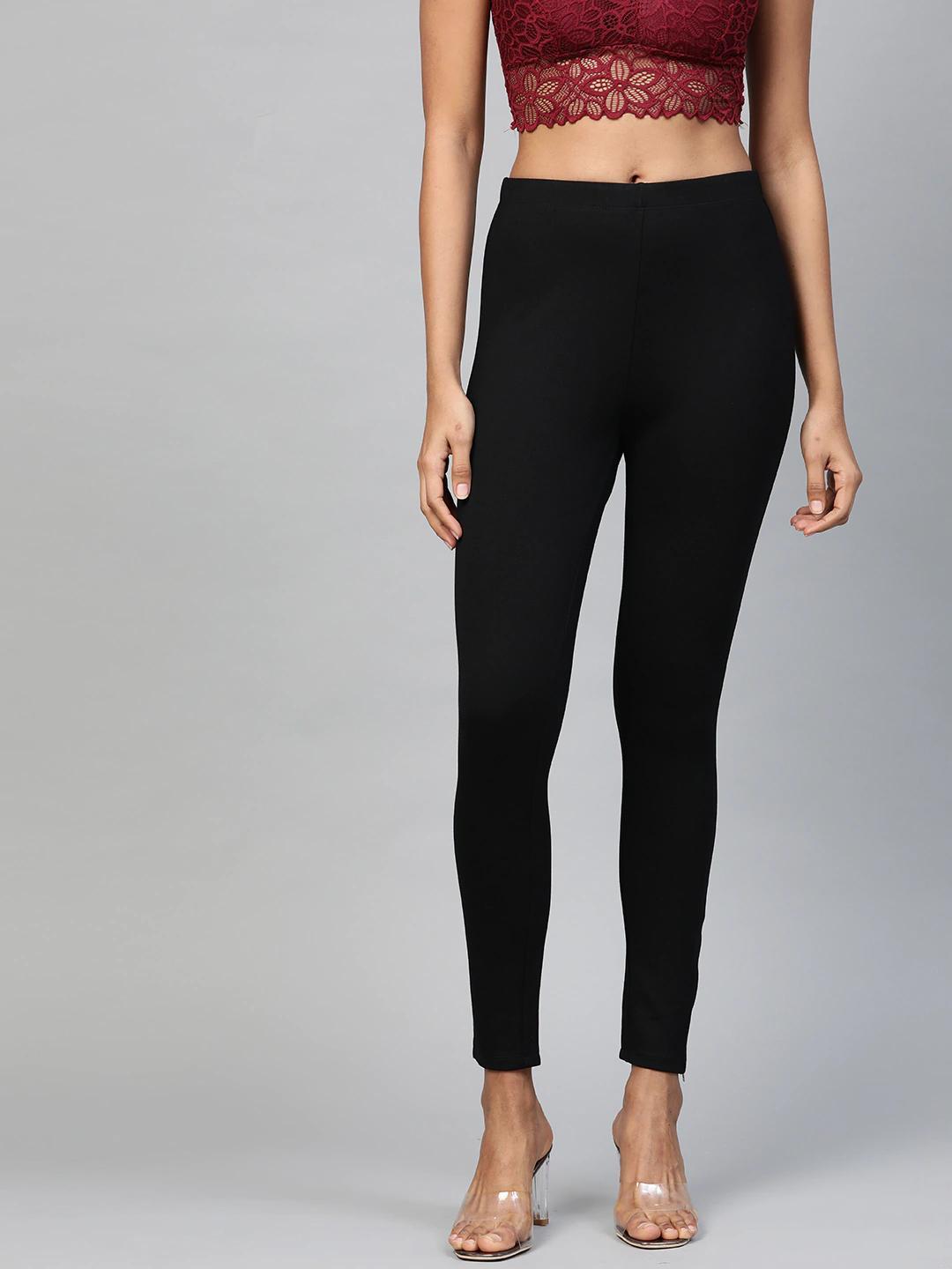 Women's Black Zipper-At-Hem Jeggings - SASSAFRAS