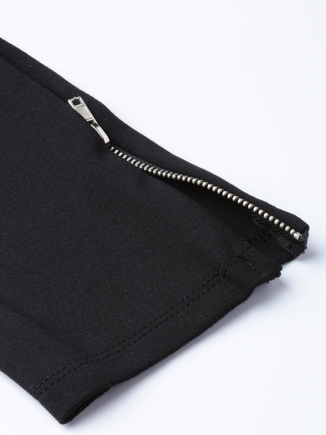 Women's Black Zipper-At-Hem Jeggings - SASSAFRAS