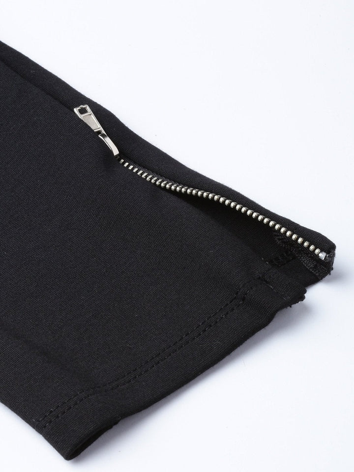 Women's Black Zipper-At-Hem Jeggings - SASSAFRAS