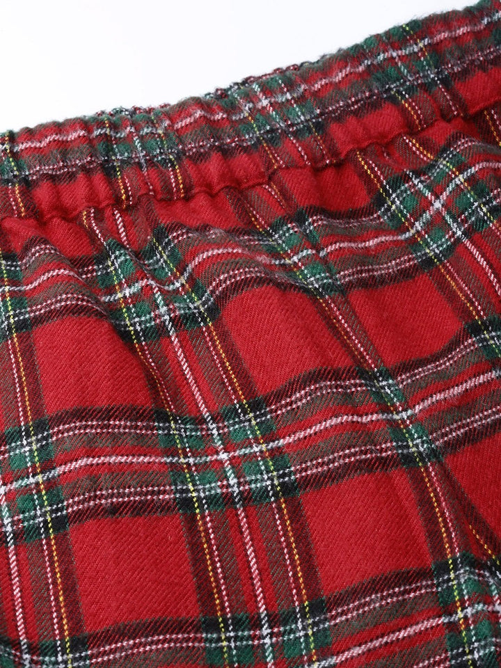 Women's Red Check Roll Up Trousers - SASSAFRAS