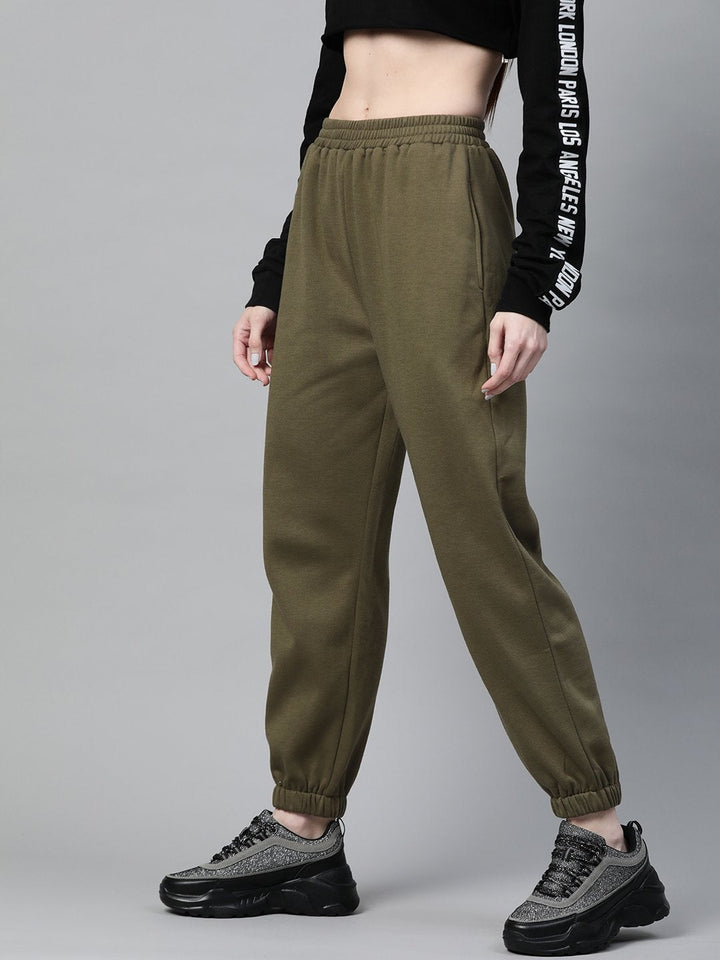 Women's Olive Fleece Jogger - SASSAFRAS