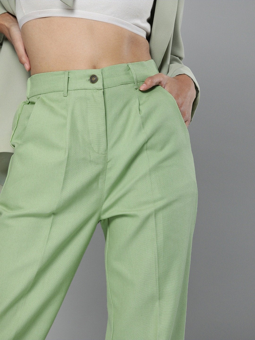 Women's Mint Green Tapered Pants - SASSAFRAS