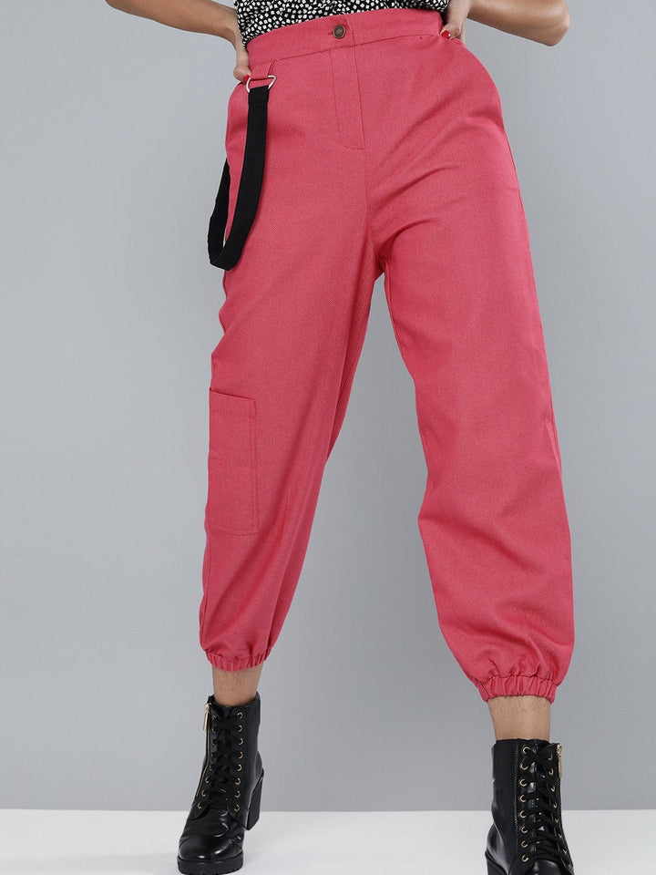 Women's Fuchsia Hip-Hop Streetwear Cargo Pants - SASSAFRAS
