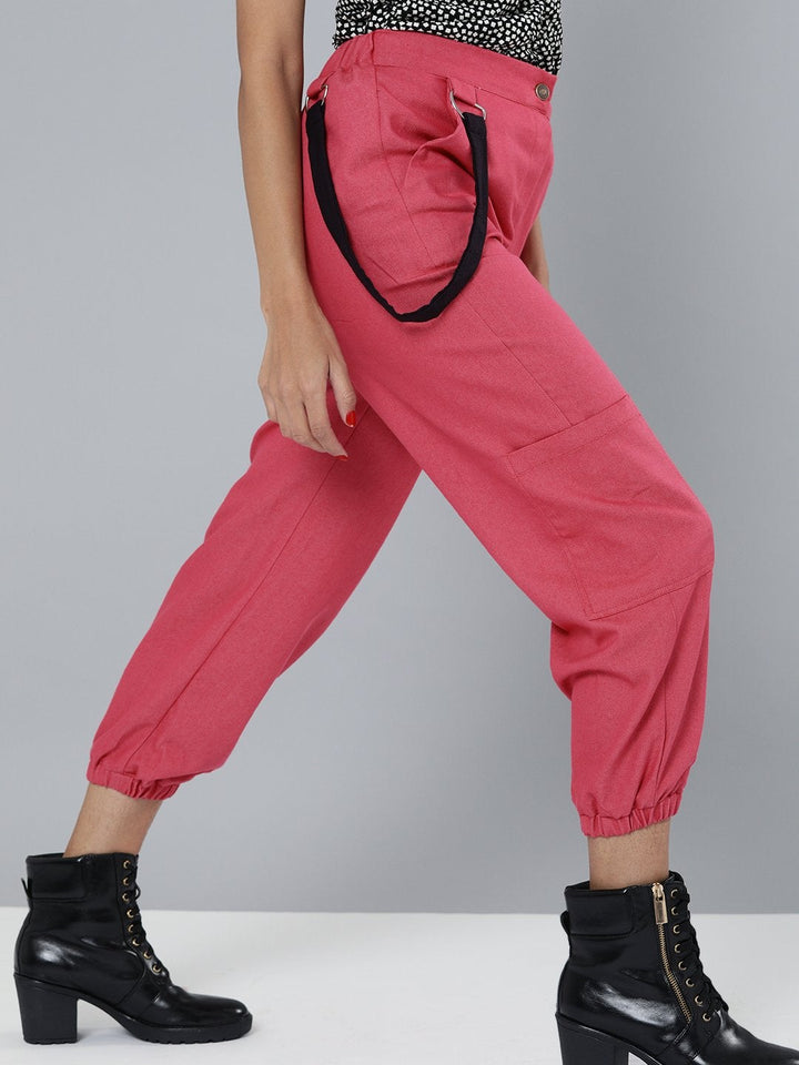 Women's Fuchsia Hip-Hop Streetwear Cargo Pants - SASSAFRAS