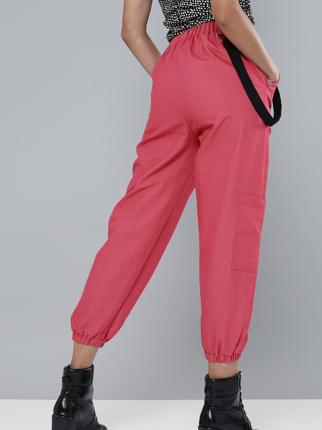 Women's Fuchsia Hip-Hop Streetwear Cargo Pants - SASSAFRAS