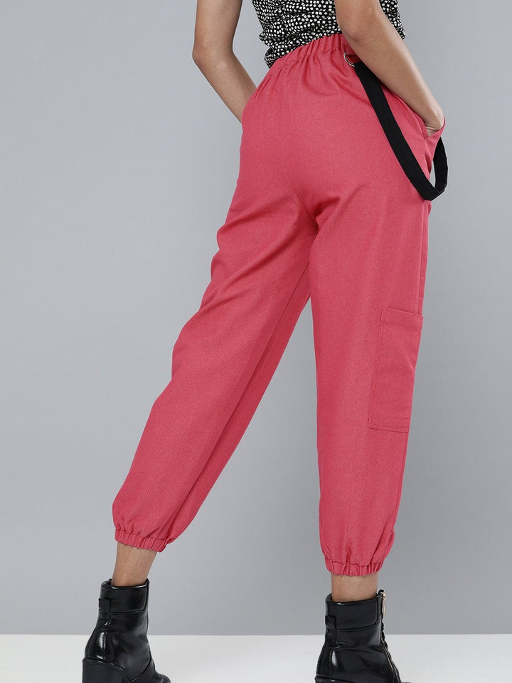 Women's Fuchsia Hip-Hop Streetwear Cargo Pants - SASSAFRAS