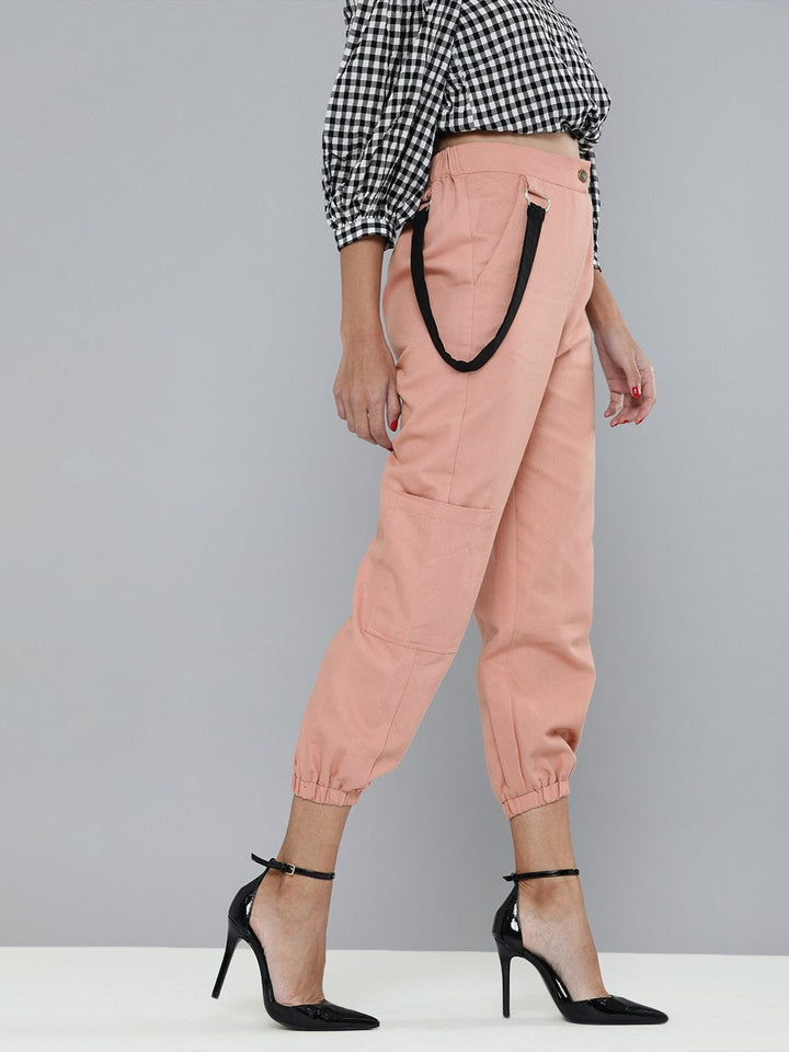 Women's Dusty Pink Hip-Hop Streetwear Cargo Pants - SASSAFRAS