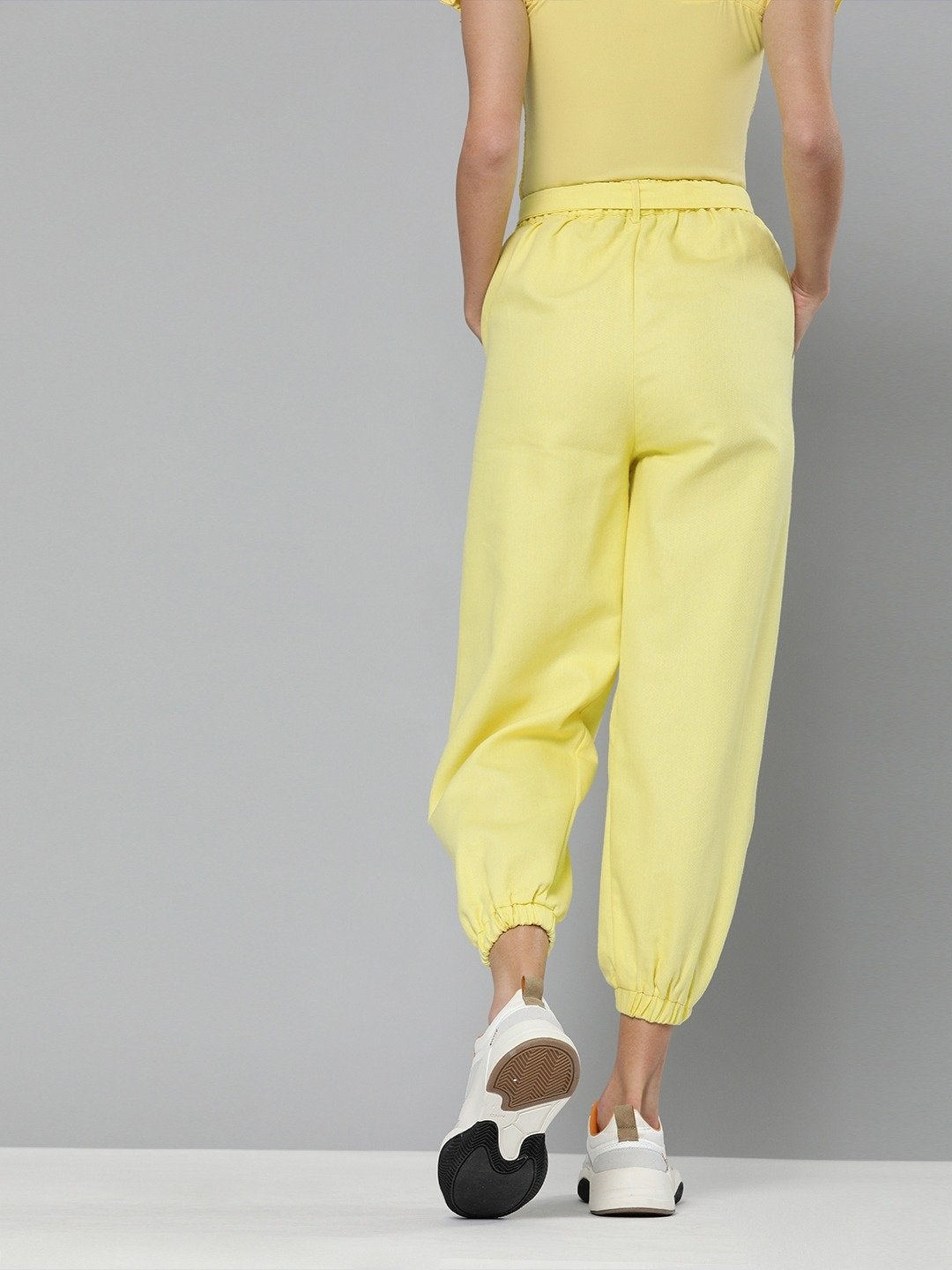 Women's Yellow Belted Joggers - SASSAFRAS