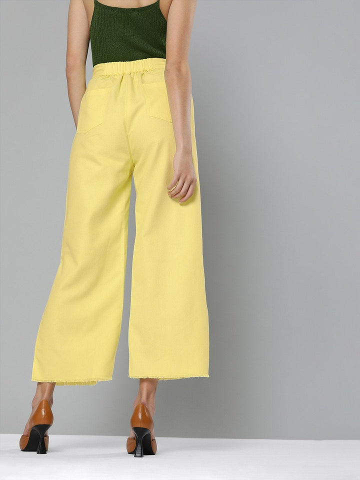 Women's Yellow Side Slit Pants - SASSAFRAS