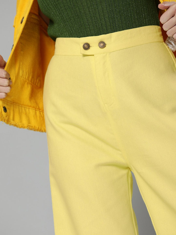 Women's Yellow Side Slit Pants - SASSAFRAS