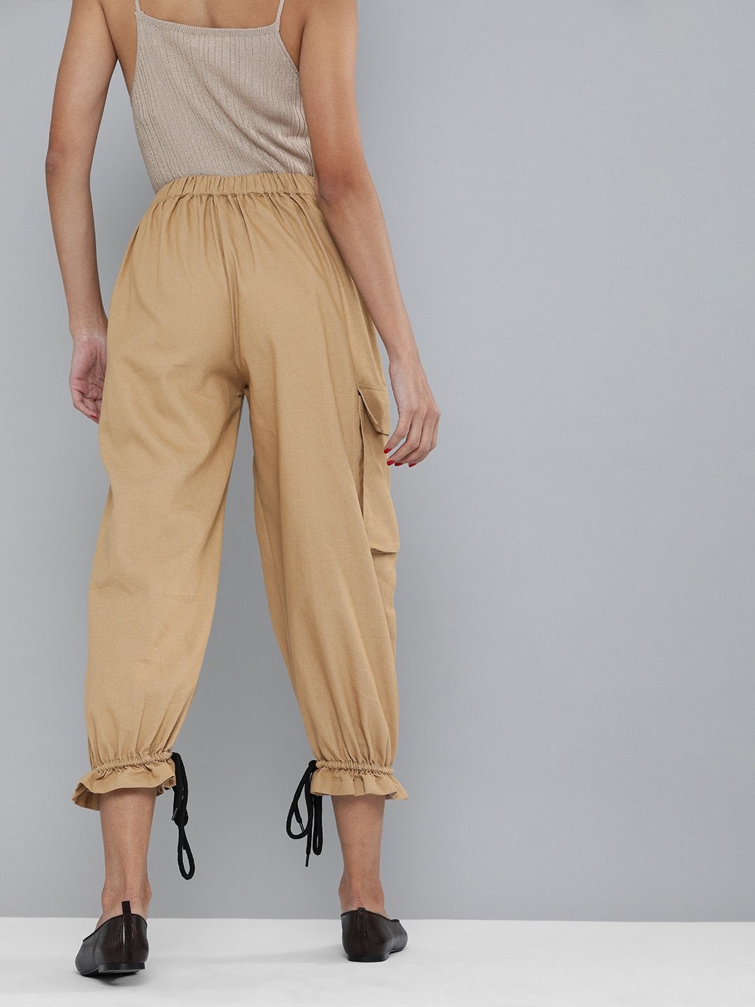 Women's Khaki Drawstring Hem Joggers - SASSAFRAS