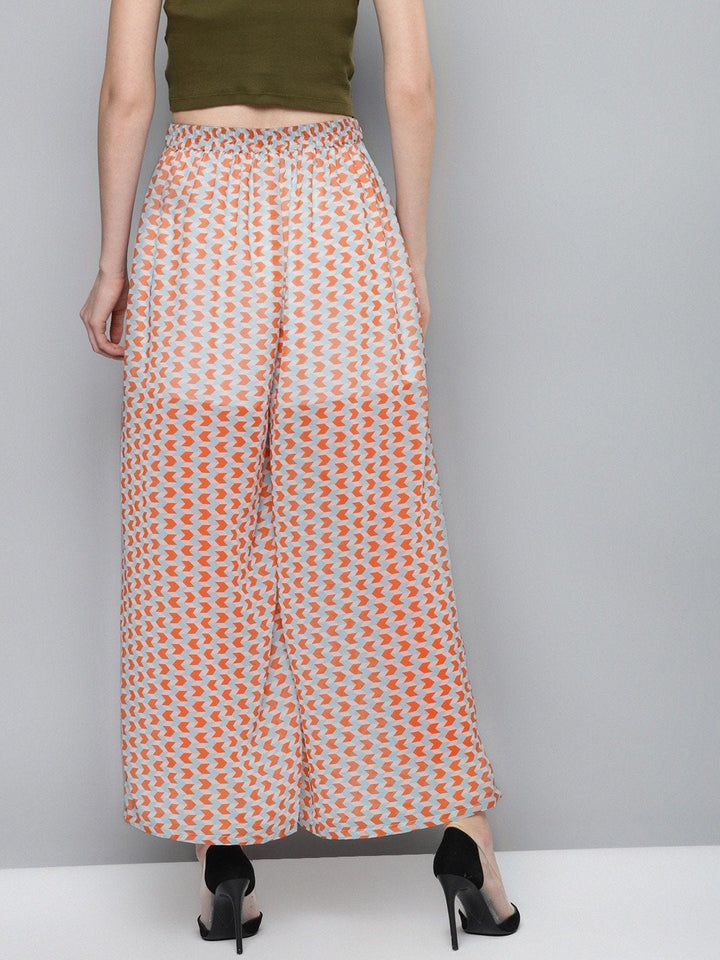 Women's Orange Arrow Print Palazzo Pants - SASSAFRAS