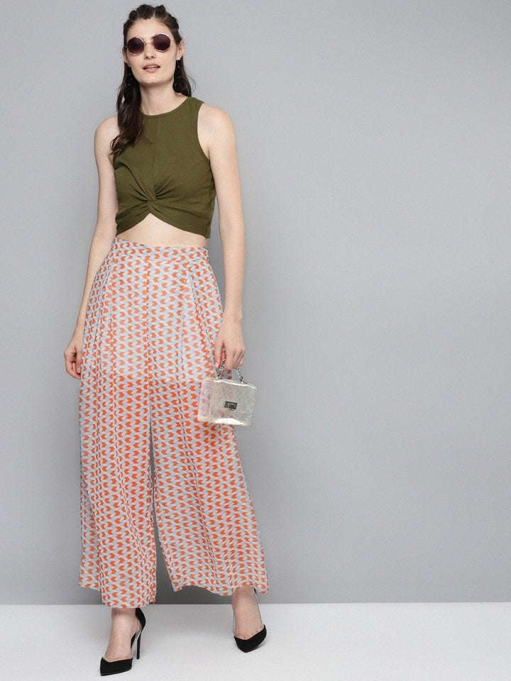 Women's Orange Arrow Print Palazzo Pants - SASSAFRAS