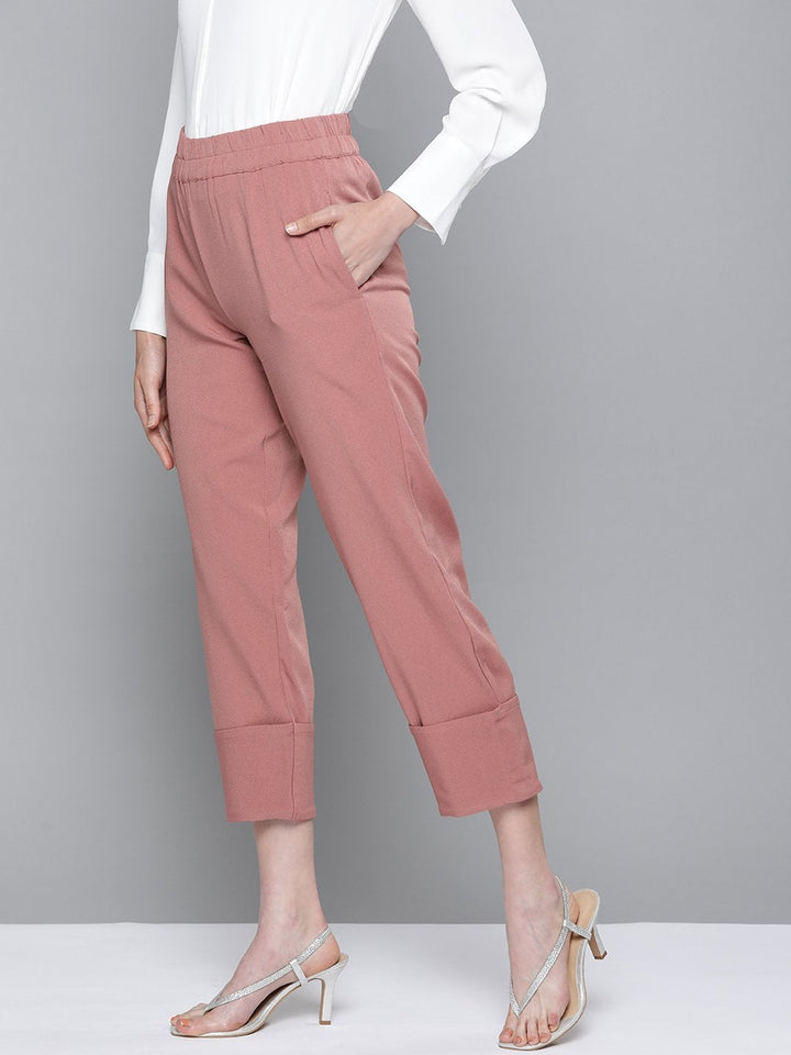 Women's Pink Roll Up Pants - SASSAFRAS