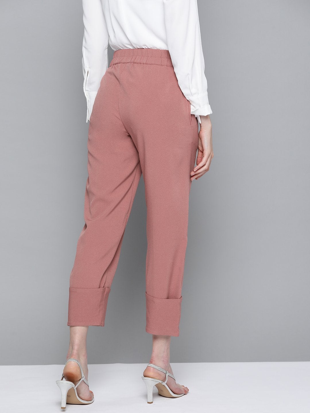 Women's Pink Roll Up Pants - SASSAFRAS