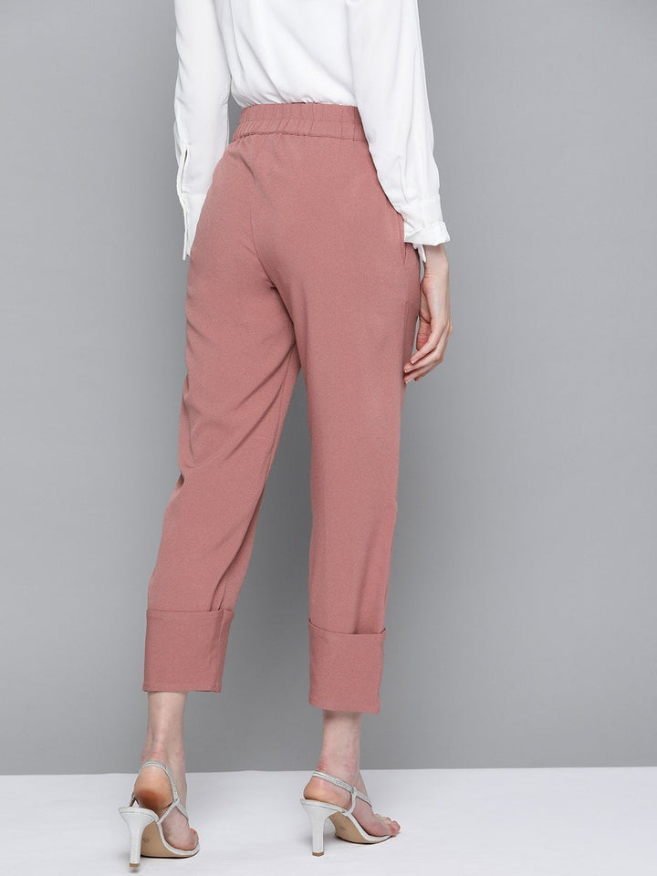 Women's Pink Roll Up Pants - SASSAFRAS