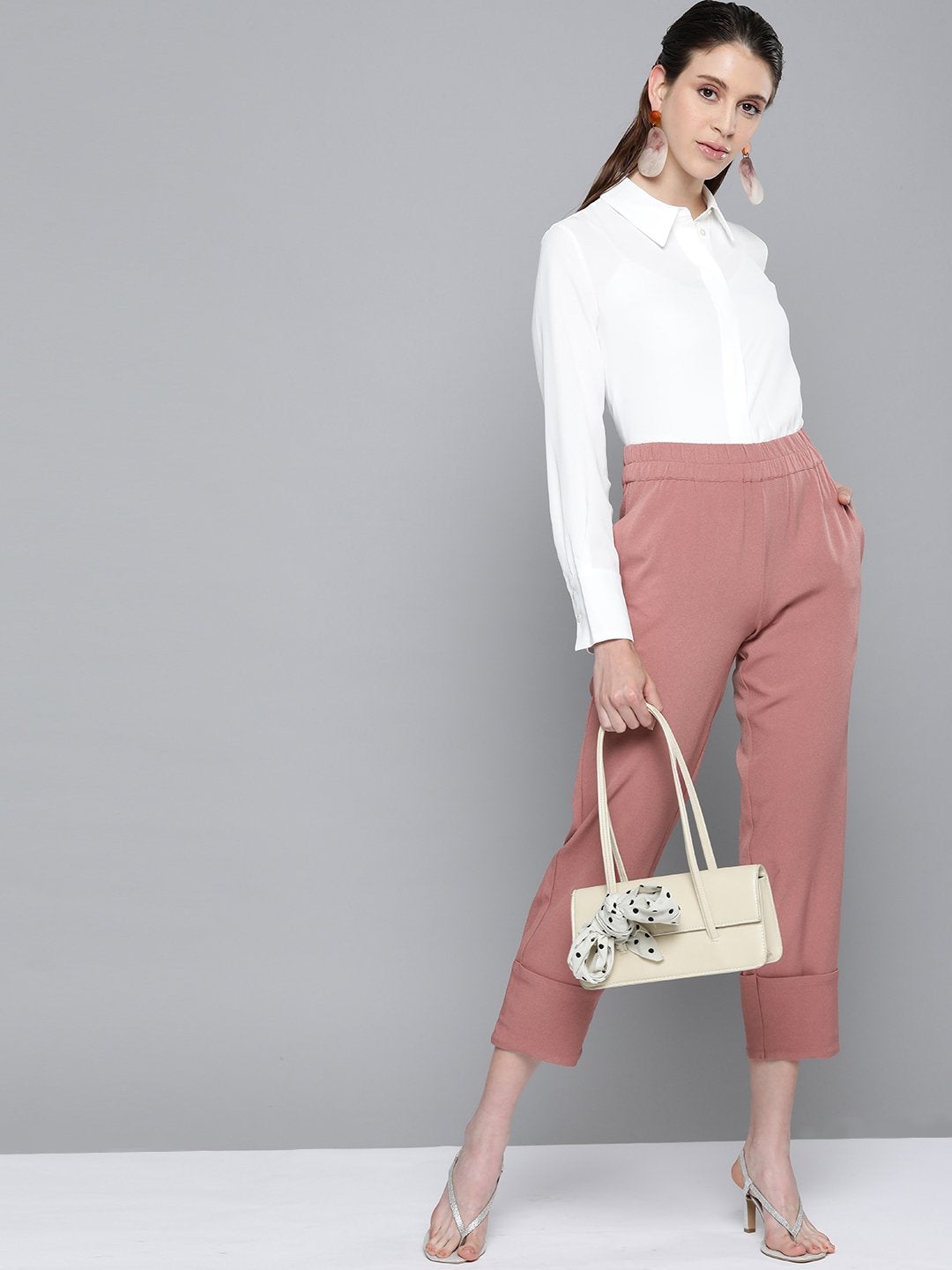 Women's Pink Roll Up Pants - SASSAFRAS