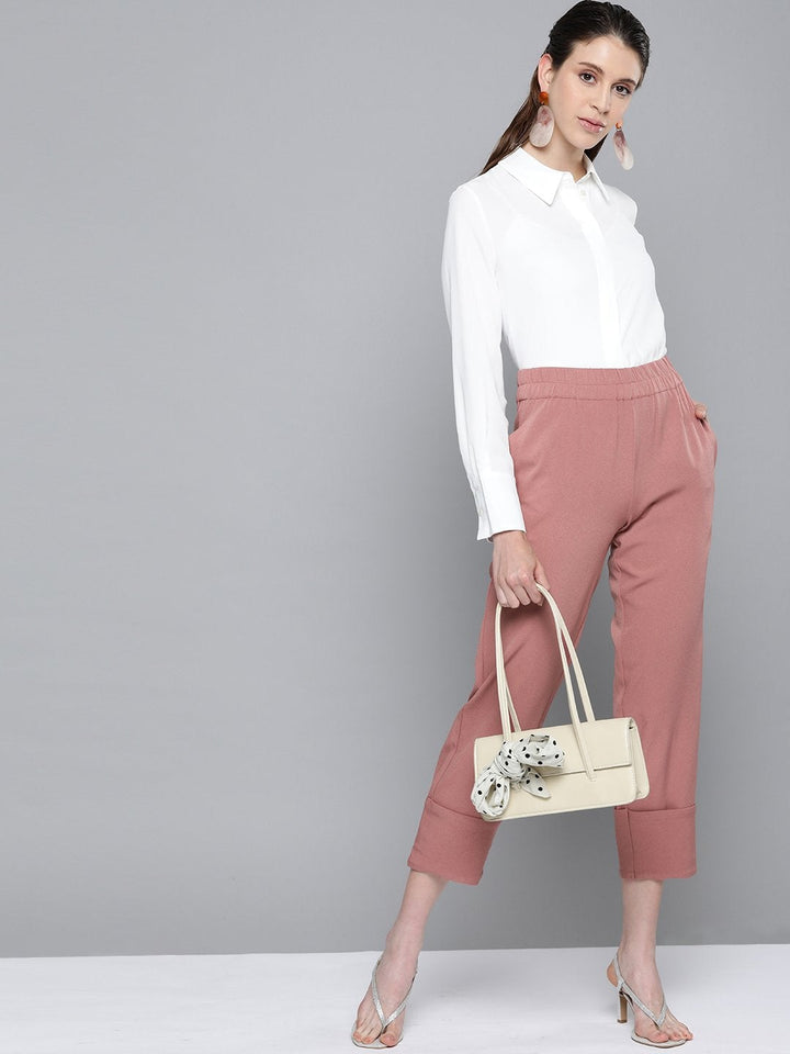 Women's Pink Roll Up Pants - SASSAFRAS