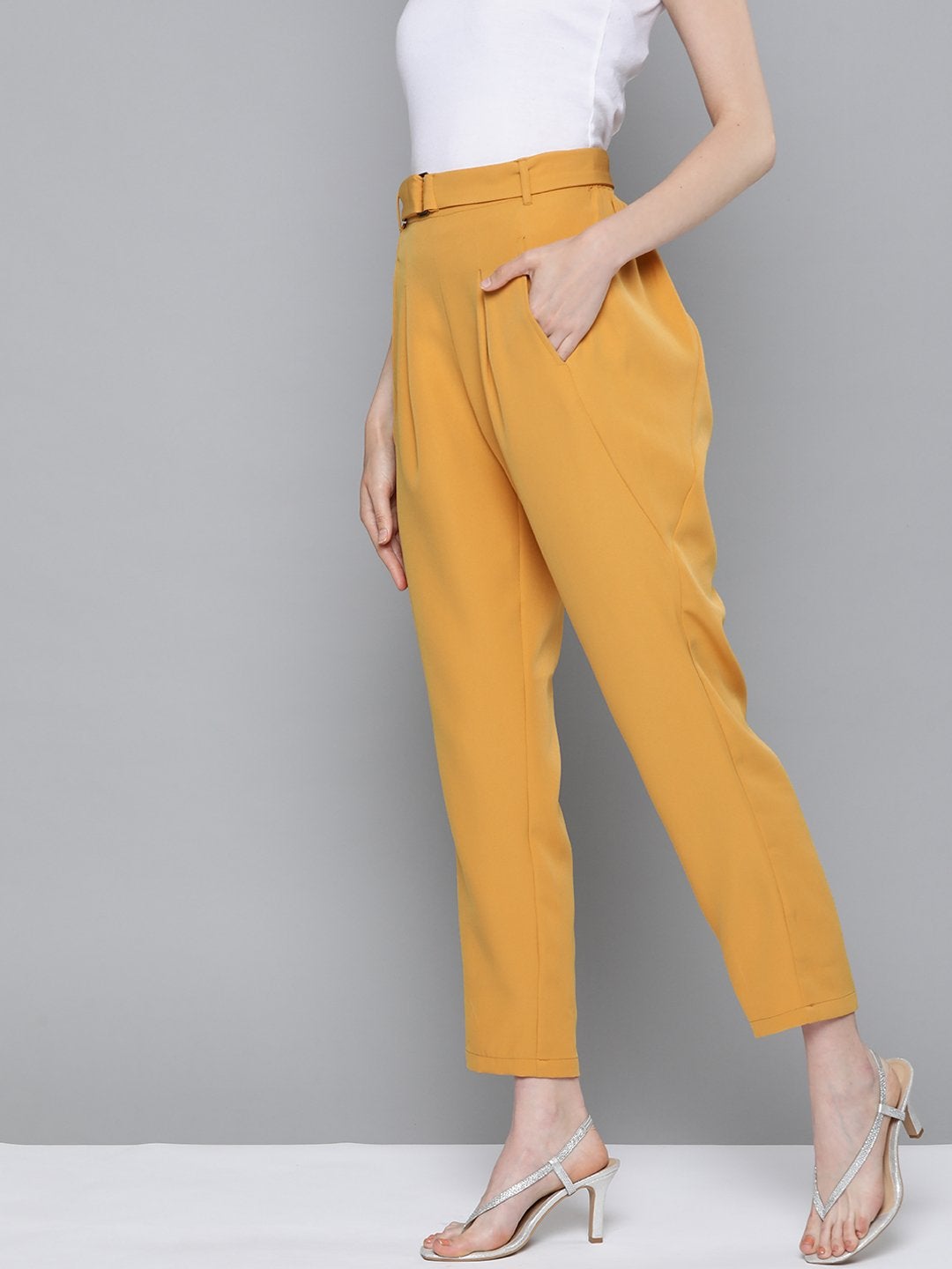Women's Mustard Tapered Pants - SASSAFRAS