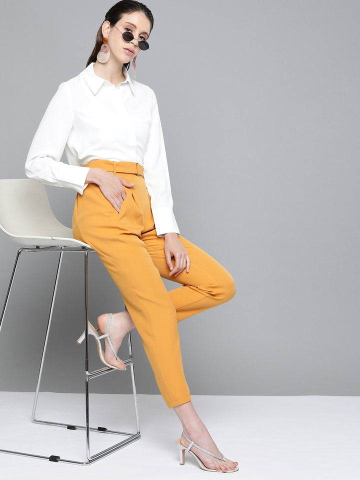 Women's Mustard Tapered Pants - SASSAFRAS