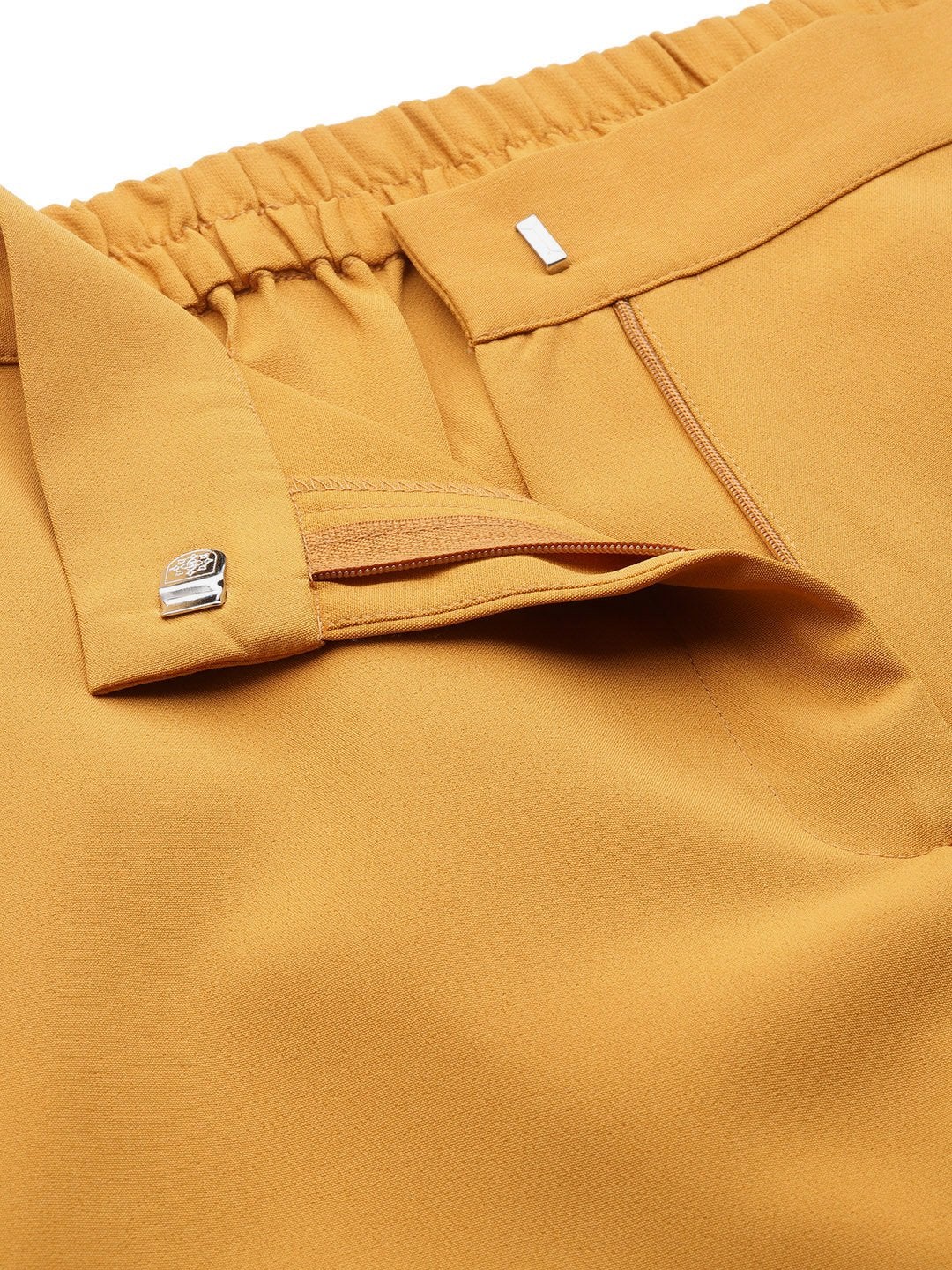 Women's Mustard Front Pleat Tapered Pants - SASSAFRAS