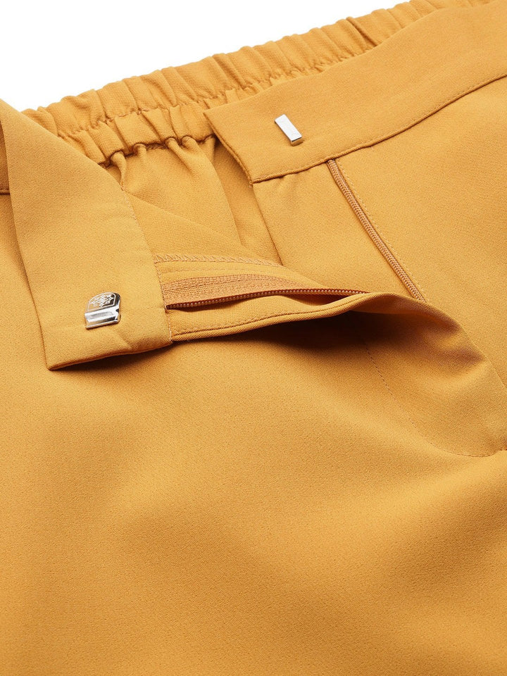 Women's Mustard Front Pleat Tapered Pants - SASSAFRAS
