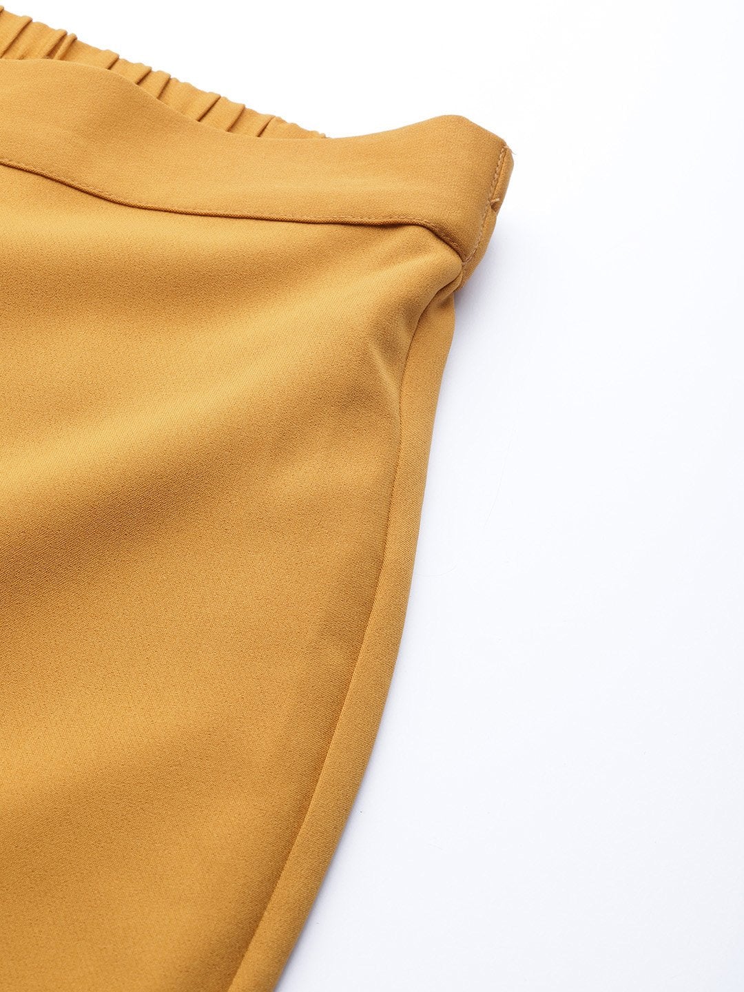Women's Mustard Front Pleat Tapered Pants - SASSAFRAS