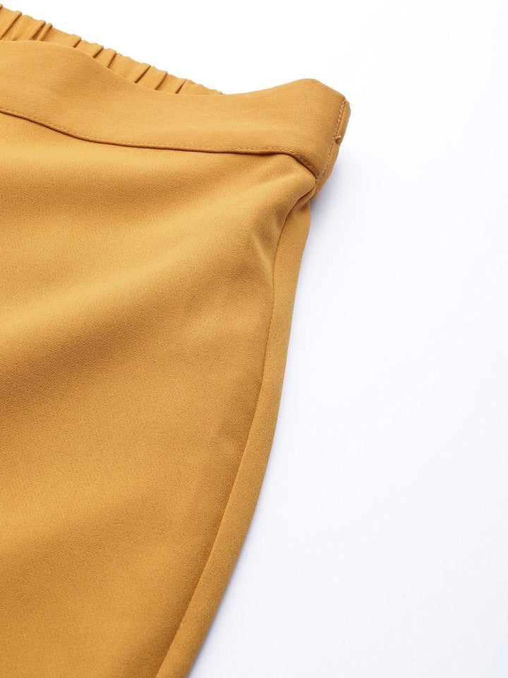 Women's Mustard Front Pleat Tapered Pants - SASSAFRAS
