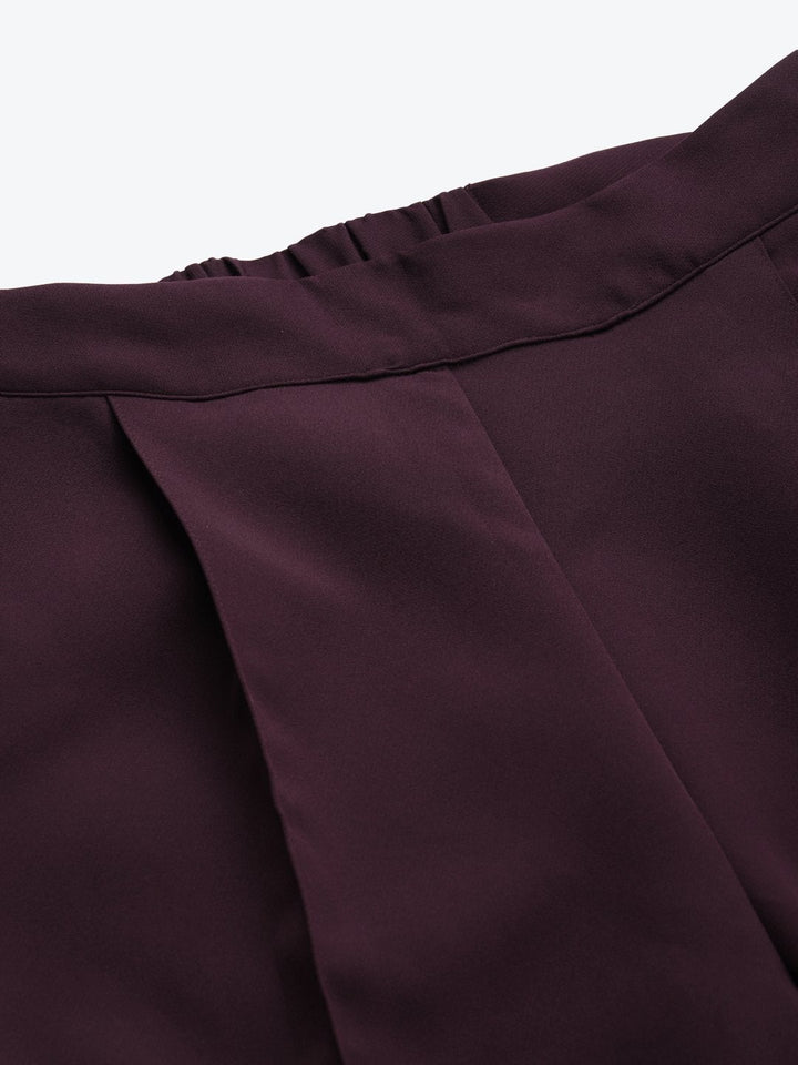 Women's Burgundy Tailored Fit Pants - SASSAFRAS