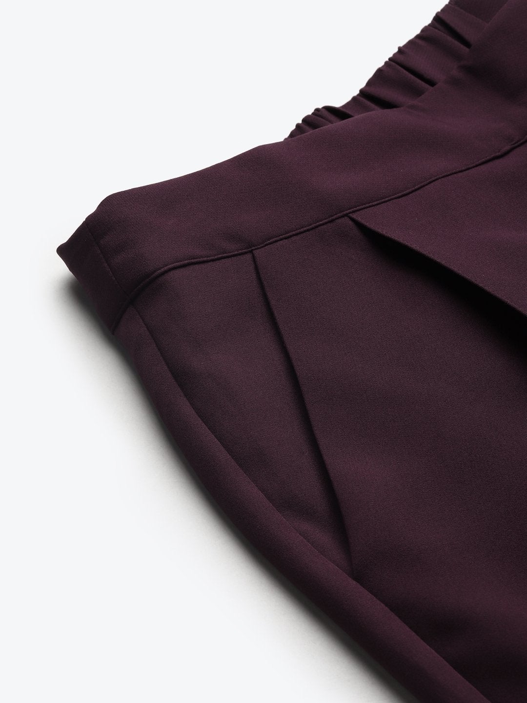 Women's Burgundy Tailored Fit Pants - SASSAFRAS