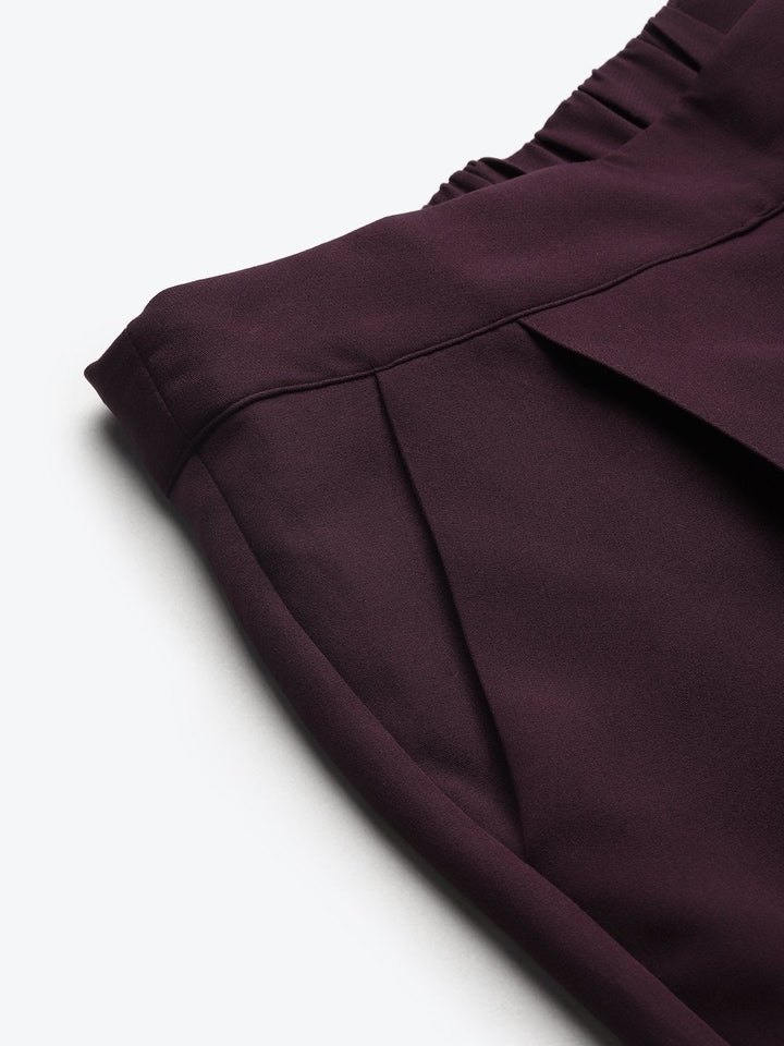 Women's Burgundy Tailored Fit Pants - SASSAFRAS