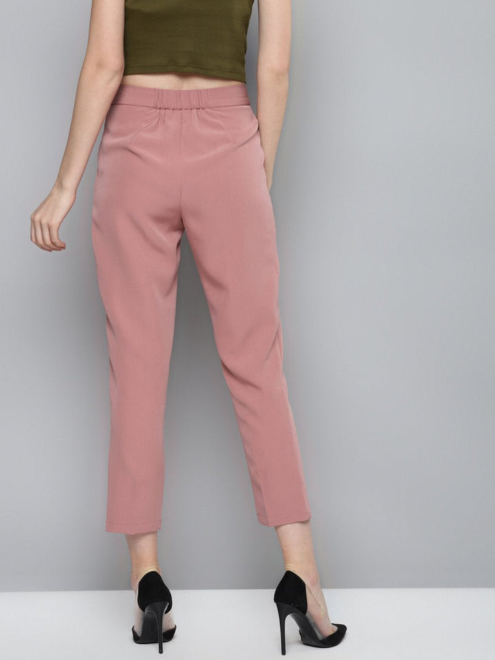 Women's Pink Tailored Fit Pants - SASSAFRAS