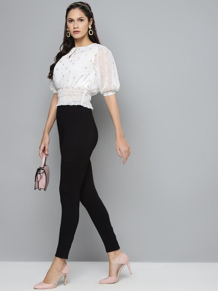 Women's Black Back Zipper High Waist Jeggings - SASSAFRAS