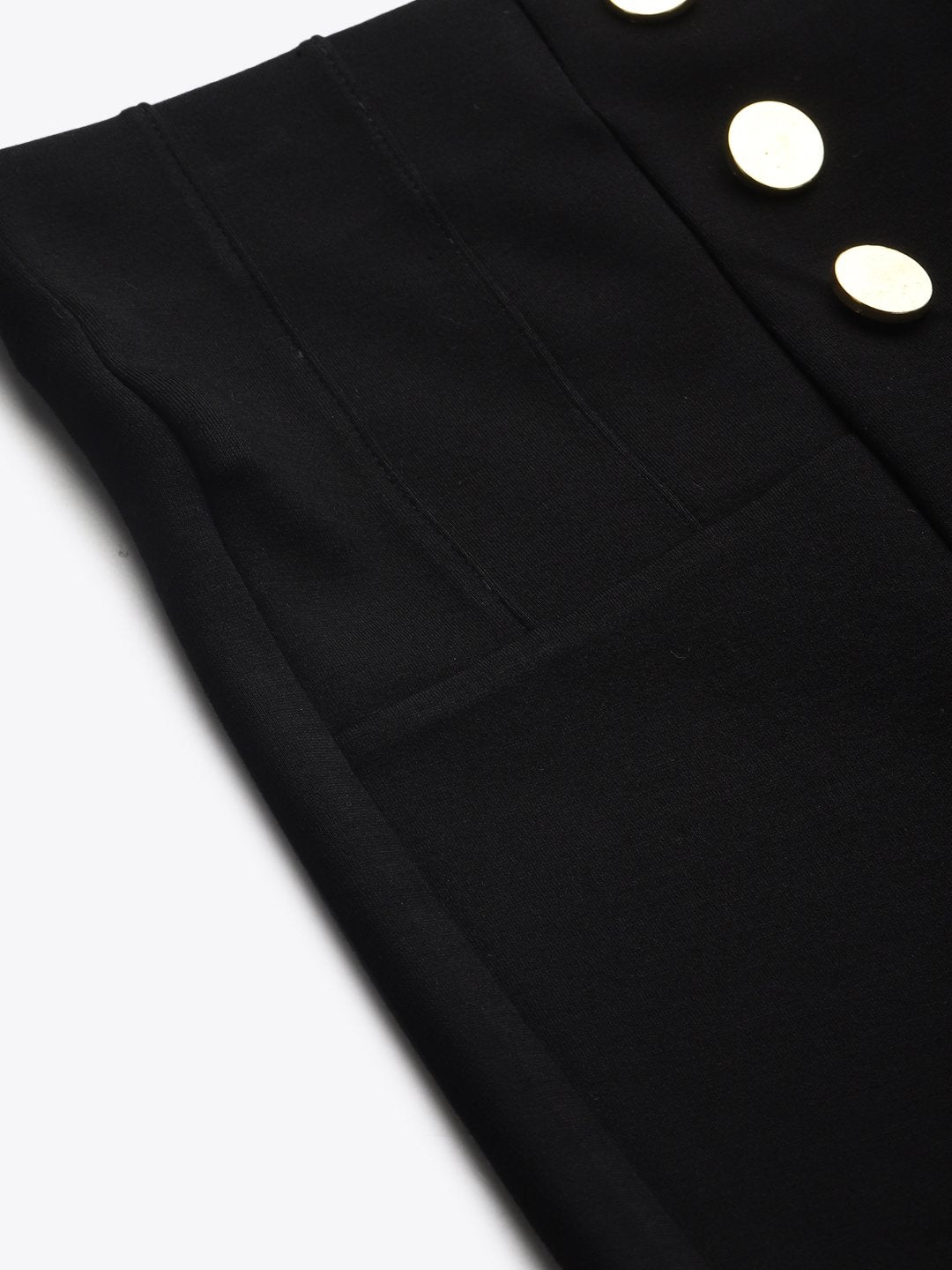 Women's Black Front Button High Waist Jeggings - SASSAFRAS