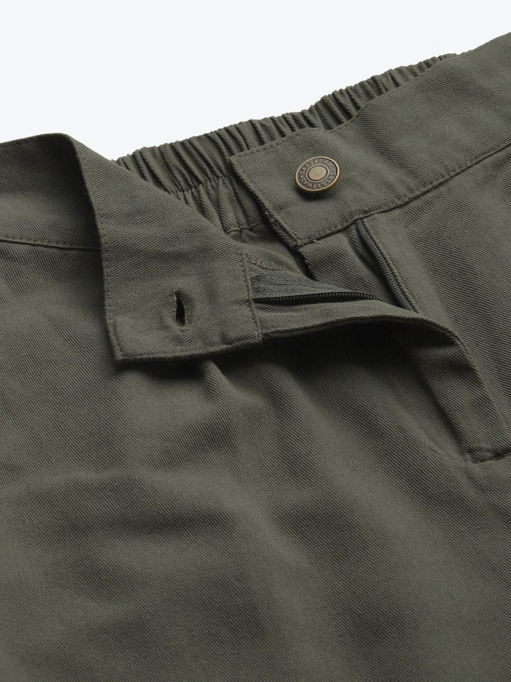 Women's Olive Twill Straight Pants - SASSAFRAS