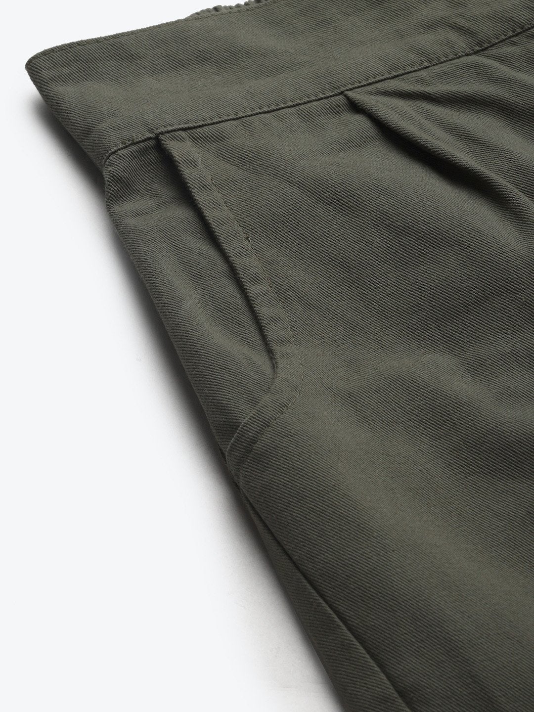 Women's Olive Twill Straight Pants - SASSAFRAS