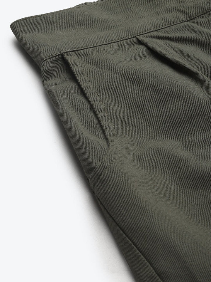 Women's Olive Twill Straight Pants - SASSAFRAS