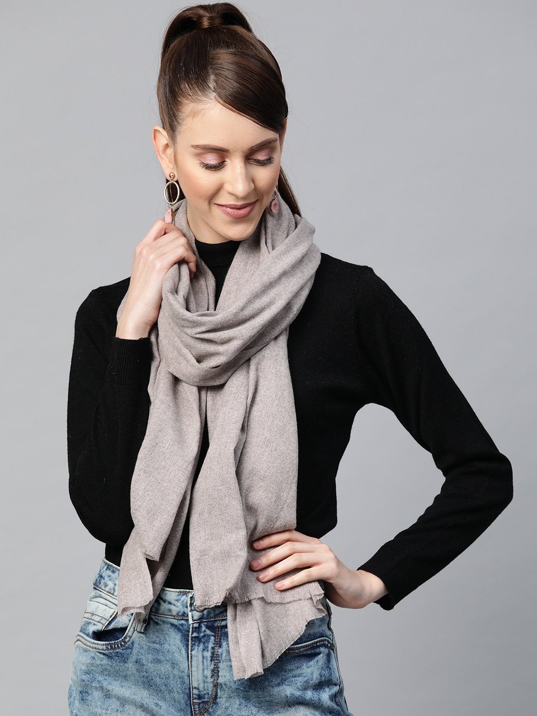 Women's Brown Recycled Poly Cotton Brushed Stole - SASSAFRAS