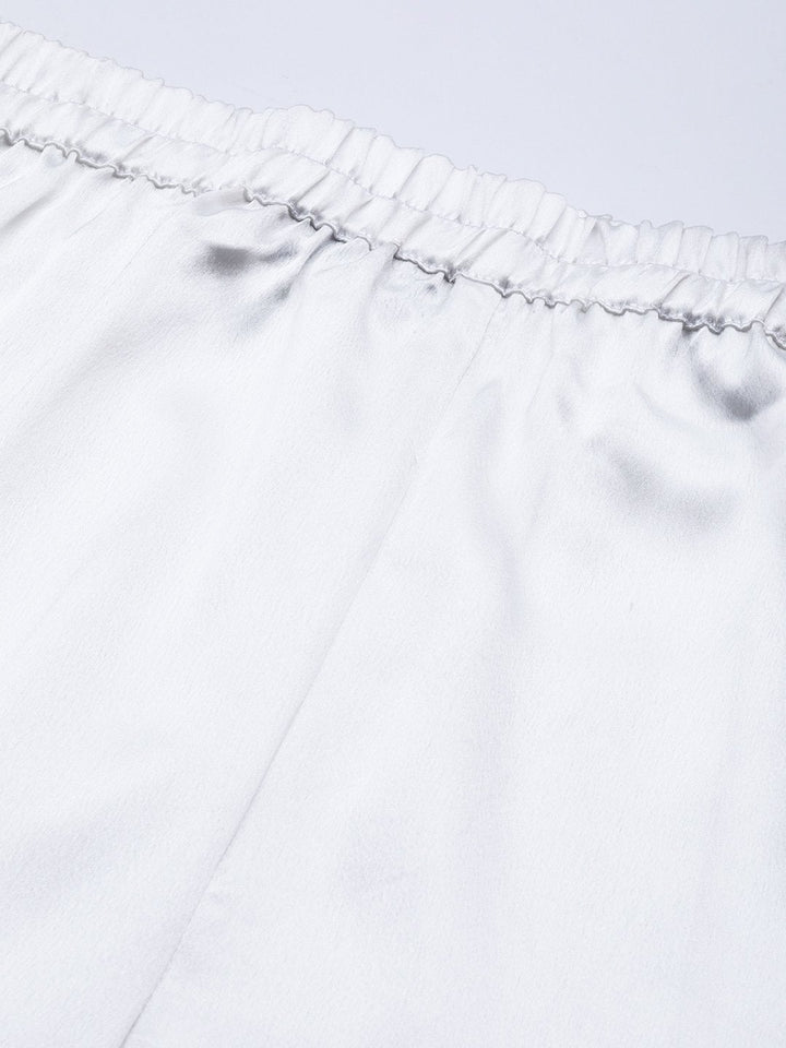 Women's White Satin Night Suit - SASSAFRAS