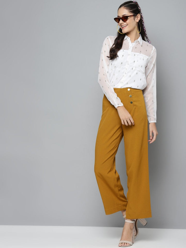 Women's White Lurex Sheer Shirt - SASSAFRAS