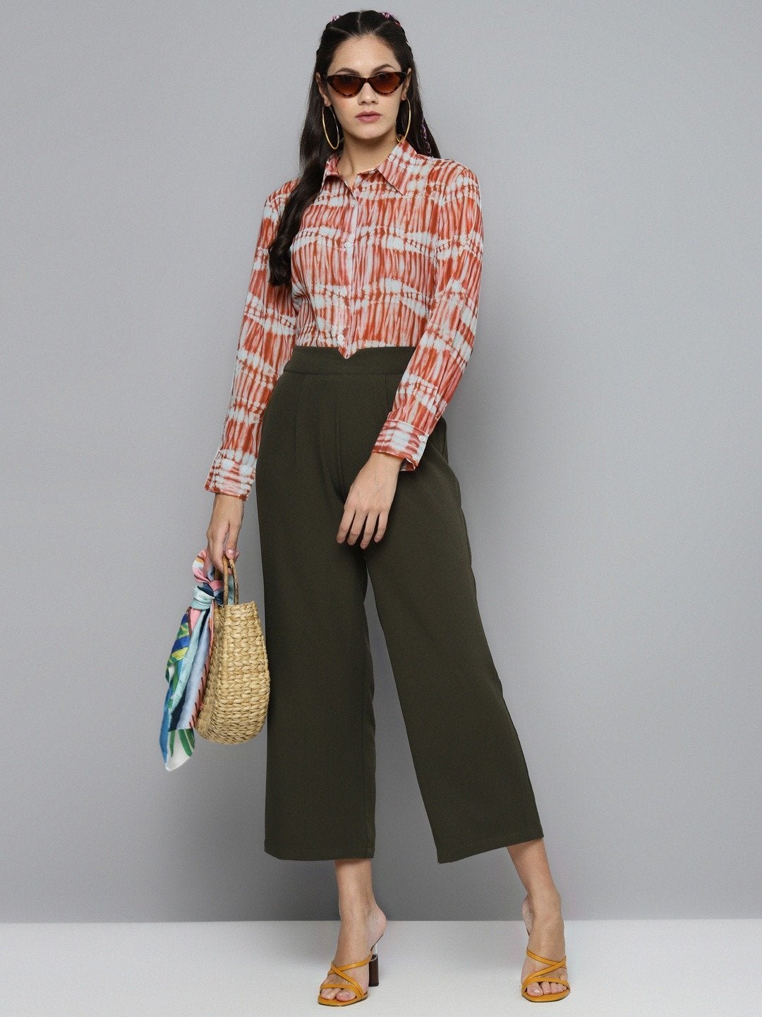 Women's Rust Tie-Dye Sheer Shirt - SASSAFRAS