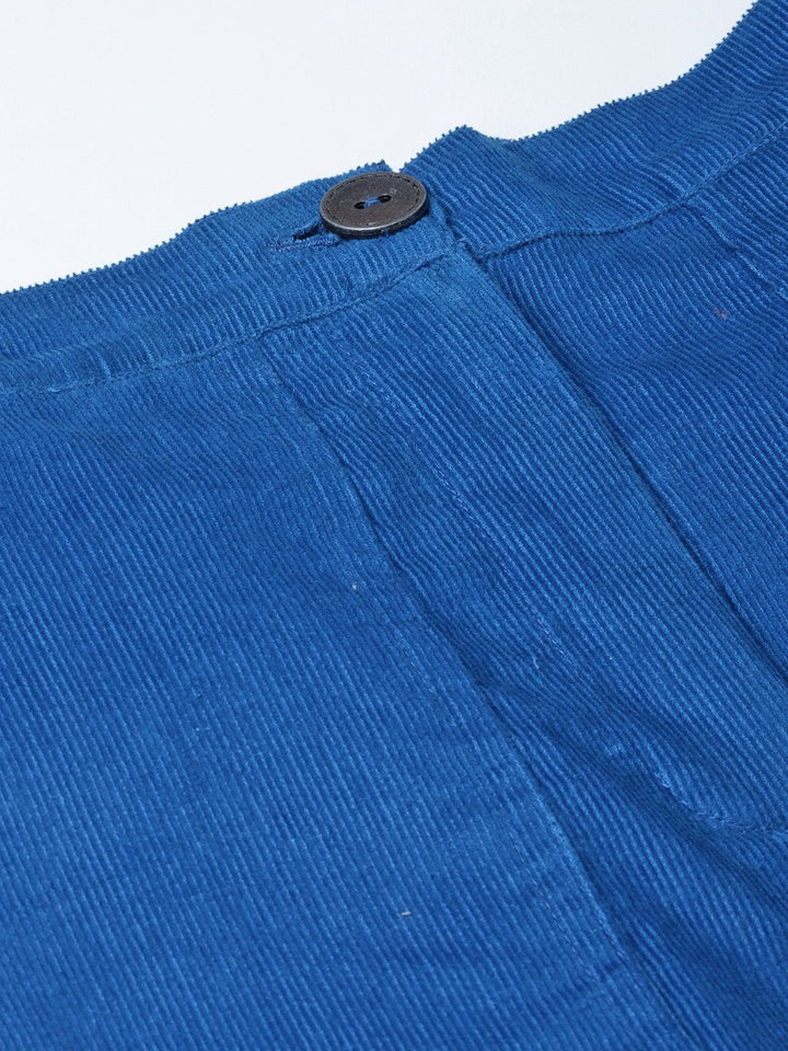 Women's Royal Blue Corduroy Skirt - SASSAFRAS